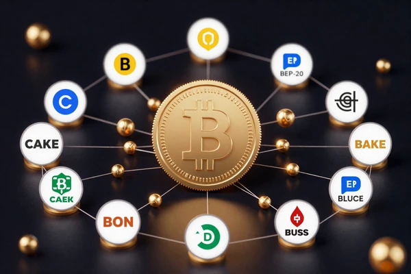 BNB Chain BEP-20 token ecosystem showing major tokens secured by VEXA Wallet